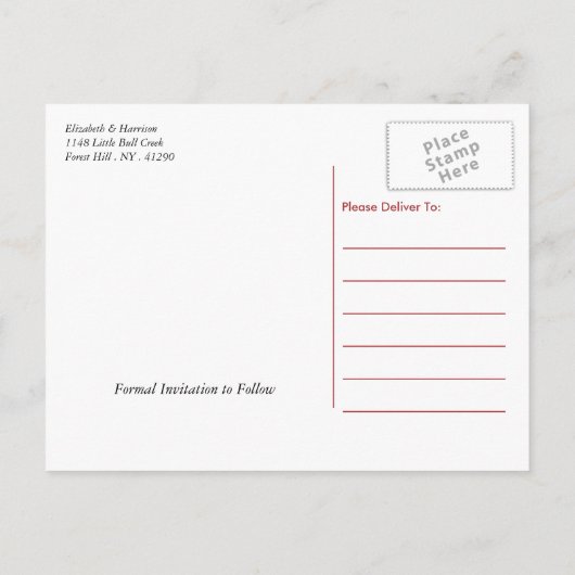  rood, zwart en wit damast bewaar de datum aankondigingskaart (Achterkant)