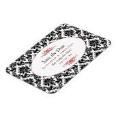  rood, zwart en wit damast bewaar de datum magneet (Linkerzijde)