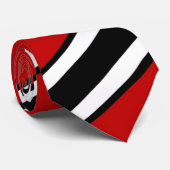Rood zwart en wit diagonaal gestreept Stropdas (Opgerold)