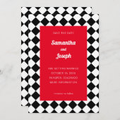 Rood zwart en wit gecheckt sparen de Datum Kaart (Voorkant / Achterkant)