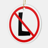 Rood Zwart en Wit Geen L Keramisch Ornament (Links)