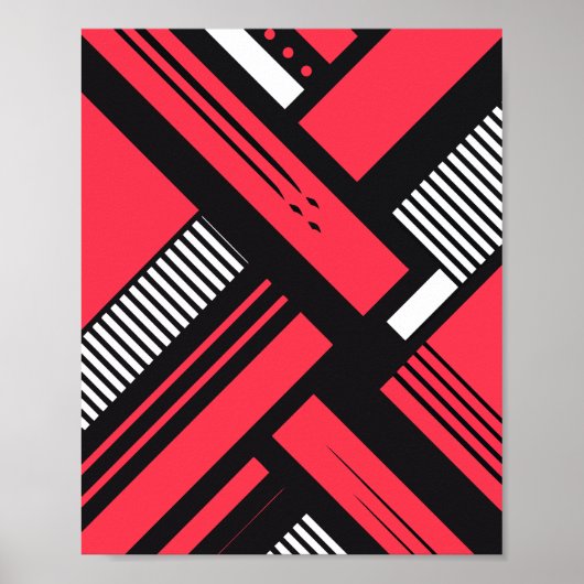 Rood, zwart en wit geometrisch patroon poster (Voorkant)