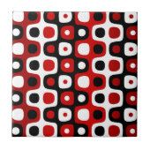 Rood zwart en wit geometrisch patroon tegeltje (Voorkant)