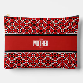 Rood, zwart en wit geometrisch pixelpatroon etui