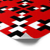 Rood, zwart en wit geometrisch pixelpatroon poster (Hoek)