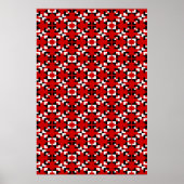 Rood, zwart en wit geometrisch pixelpatroon poster (Voorkant)