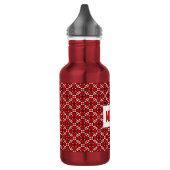 Rood, zwart en wit geometrisch pixelpatroon waterfles  (Links)
