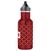 Rood, zwart en wit geometrisch pixelpatroon waterfles  (Rechts)