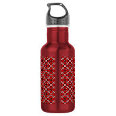 Rood, zwart en wit geometrisch pixelpatroon waterfles  (Achterkant)