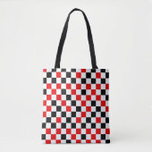 Rood Zwart en Wit Geruit Tote Bag (Voorkant)