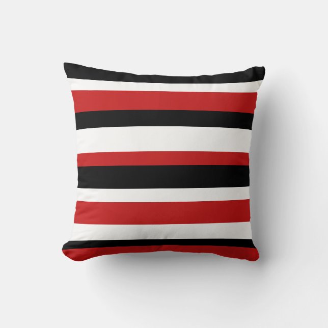 Rood, zwart en wit gestreept Pillow Kussen (Voorkant)