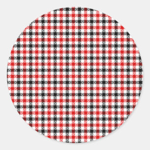 Rood Zwart en Wit Gingham Karo Ronde Sticker