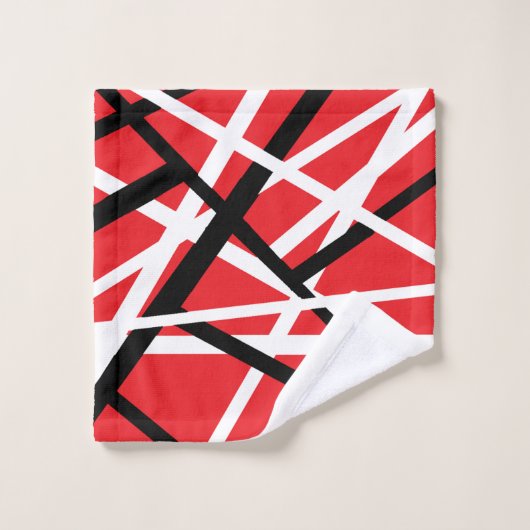 Rood, Zwart en Wit Grafisch Bad Handdoek (Wasdoekje)