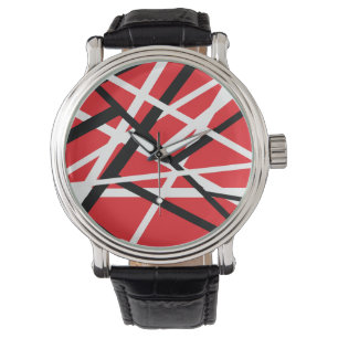 Rood, Zwart en Wit Grafisch Horloge