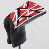 rood, zwart en wit grafisch ontwerp golfheadcover (3/4 voorkant)