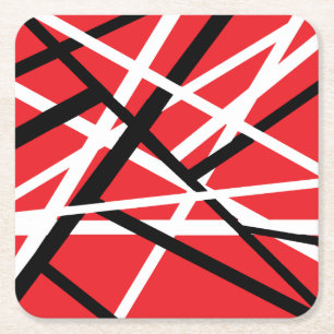 rood, zwart en wit grafisch ontwerp kartonnen onderzetters