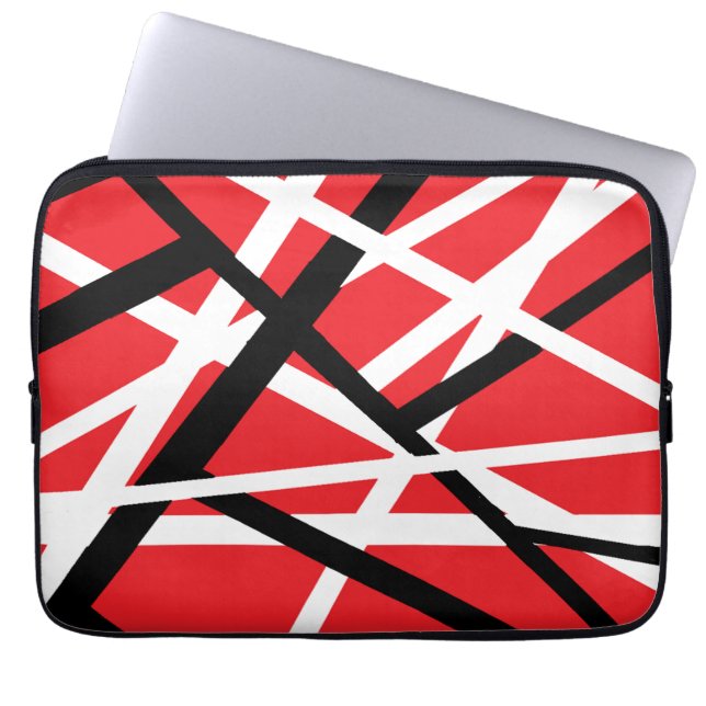 rood, zwart en wit grafisch ontwerp laptop sleeve (Voorkant)