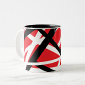 Rood, Zwart en Wit Grafisch Tweekleurige Koffiemok (Voorkant links)