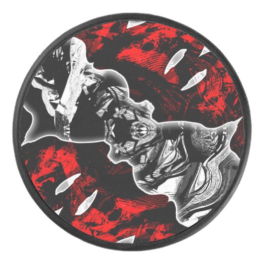 Rood Zwart en Wit Hockey Puck (Voorkant)
