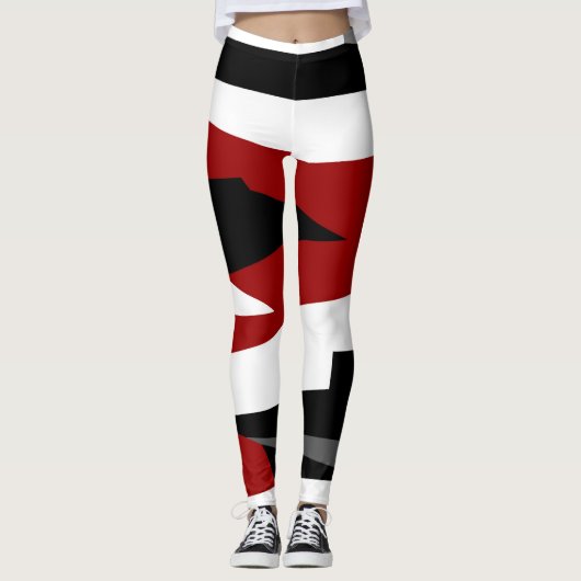 Rood zwart en wit leggings (Voorkant)