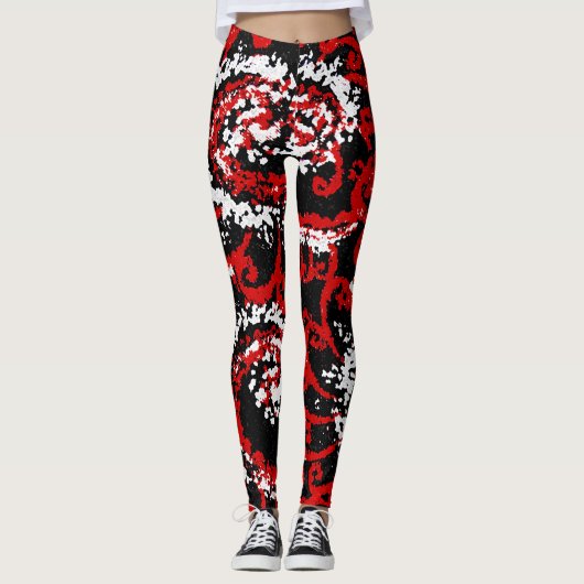 Rood, zwart en wit leggings (Voorkant)