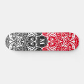 Rood, zwart en wit Mandala - Monogram Persoonlijk Skateboard (Horizontaal)