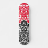 Rood, zwart en wit Mandala - Monogram Persoonlijk Skateboard (Voorkant)