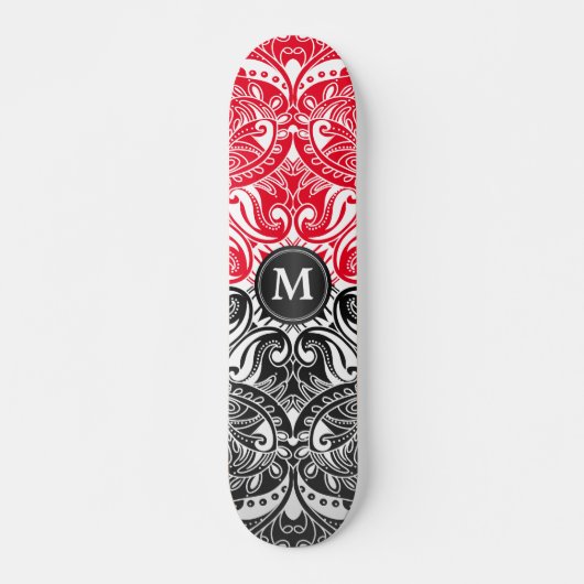 Rood, zwart en wit Mandala - Monogram Persoonlijk Skateboard (Voorkant)