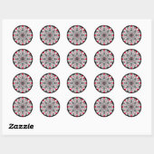 Rood, Zwart en Wit Mandala Trouwstickers Ronde Sticker (Vel)