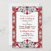Rood, zwart en wit Mandala Wedding Invitations Kaart (Voorkant)