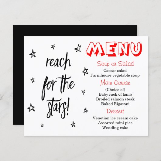 Rood, zwart en wit menu Weddenschappen (Voorkant / Achterkant)