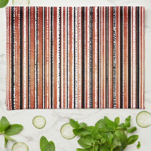 Rood, zwart en wit met strepen Patroon Keukentowe Theedoek (Gevouwen)