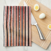 Rood, zwart en wit met strepen Patroon Keukentowe Theedoek (Quarter Fold)