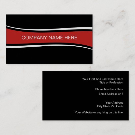 Rood zwart en wit modern design visitekaartje (Voorkant / Achterkant)
