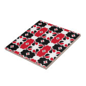 Rood zwart en wit modern geometrisch patroon tegeltje (Zijkant)