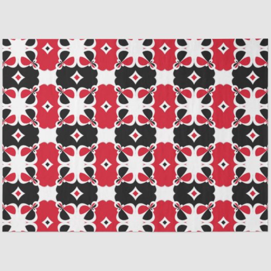 Rood zwart en wit modern geometrisch patroon tissuepapier (Voorkant)