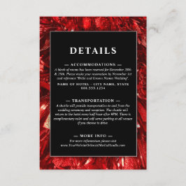 Rood Zwart en Wit Modern Kerstmis Bruiloft Informatiekaartje