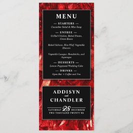 Rood Zwart en Wit Modern Kerstmis Bruiloft Programmakaart