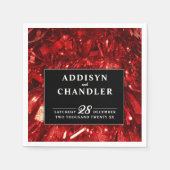 Rood Zwart en Wit Modern Kerstmis Bruiloft Servet (Voorkant)