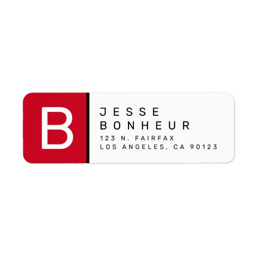 Rood zwart en wit | Modern retouradres Etiket (Voorkant)