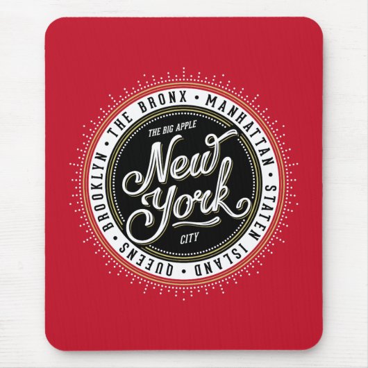 Rood, zwart en wit New York City Logo Muismat (Voorkant)