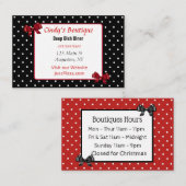 Rood, zwart en wit Polka Dot Bow Visitekaartje (Voorkant / Achterkant)