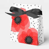 Rood Zwart en wit Polka Dot en Poppies Design Bedankdoosjes (Voorkant Zijde)