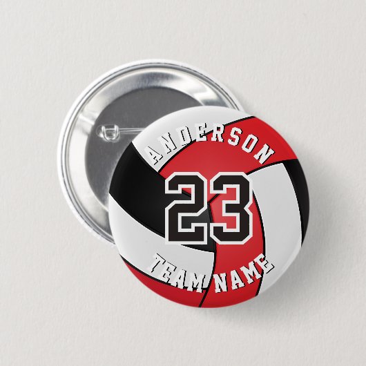 Rood, zwart en wit 🏐 ronde button 5,7 cm (Voorkant /achterkant)