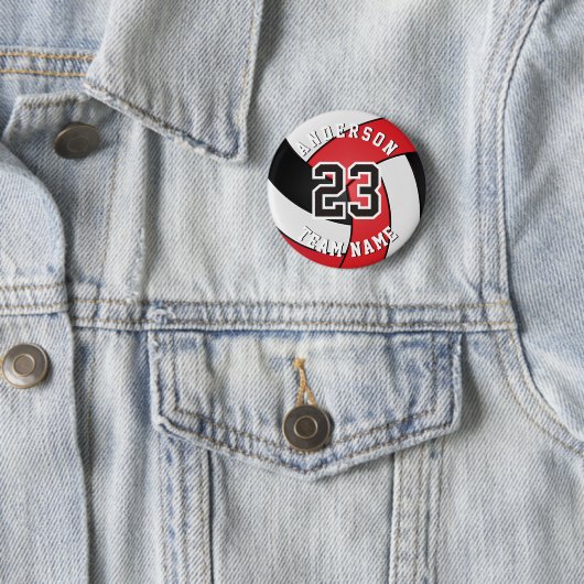 Rood, zwart en wit 🏐 ronde button 5,7 cm (In situ)