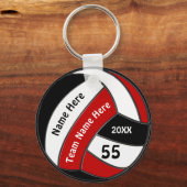 Rood, zwart en wit Sleutelhanger Volleyball (Voorkant)