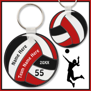 Rood, zwart en wit Sleutelhanger Volleyball