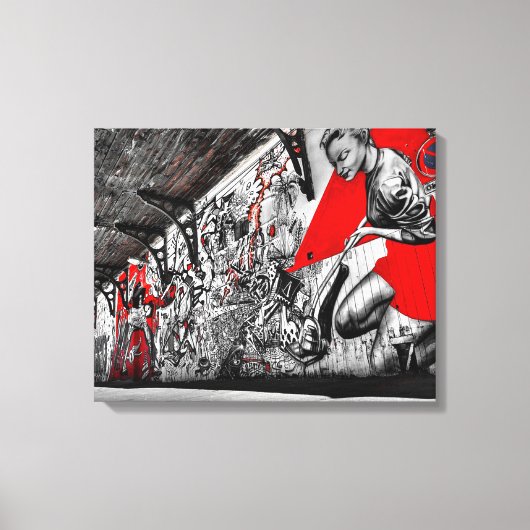 Rood, zwart en wit Street Art Graffiti Wall Art Canvas Afdruk (Voorkant)