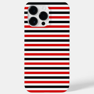 Rood zwart en wit strepen ontwerp Case-Mate iPhone 14 pro max hoesje