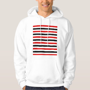 Rood zwart en wit strepen ontwerp hoodie